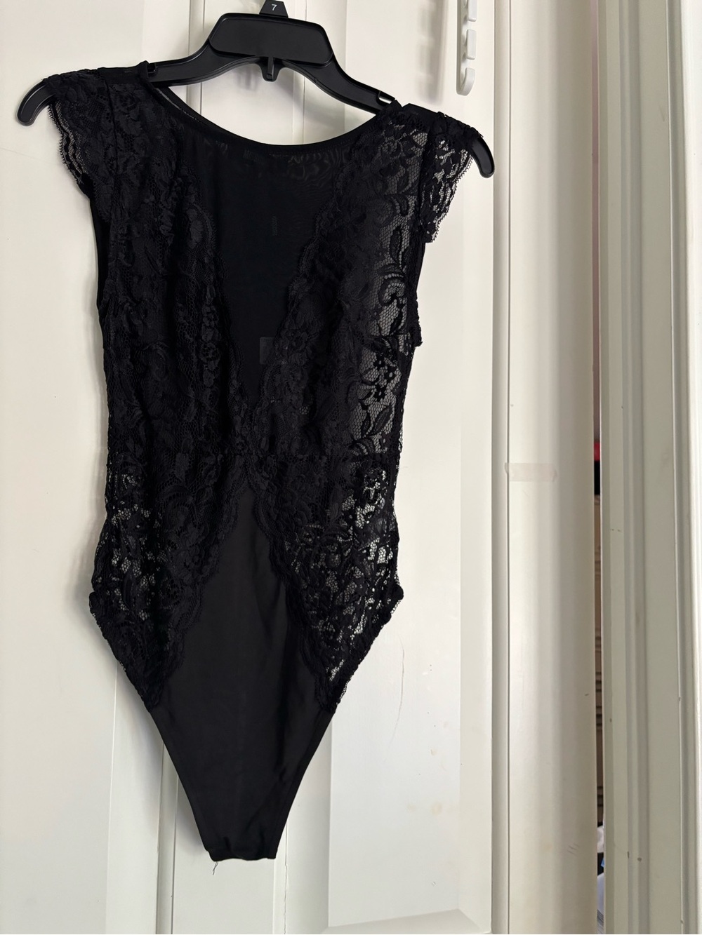 Brand NEW Black Lace Bodysuit Women's Top size 8 in original sealed cover